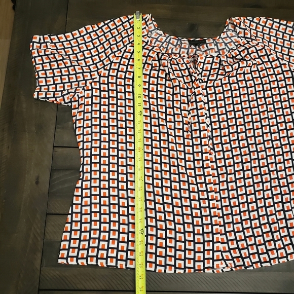 Short Sleeve Geometric Square Blouse Womens Plus 3X Worthington - Picture 10 of 10